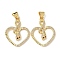 Brass Micro Pave Cubic Zirconia Pendants, Rack Plating, Snake, Lead Free & Cadmium Free, Long-Lasting Plated, Real 18K Gold Plated, 24.5x19.5x3.5mm, Hole: 3.5x3.5mm