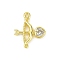Brass Pave Clear Cubic Zirconia Pendants, Cupid's Arrow Charms, Golden, 18.5x15x2.5mm, Hole: 1.4mm