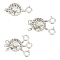 3Pcs 3 Styles Brass Box Clasps, with Spring Ring Clasps, Flat Round, Platinum, 17~25x11~12x5.5mm, Hole: 1.9~2.3mm, 1pc/style