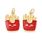 Brass Pendants, with Enamel, Lead Free & Cadmium Free, Rack Plating, Long-Lasting Plated, Real 18K Gold Plated, Food, 18x12.5x1.8mm, Hole: 3mm