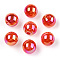 Translucent Resin Beads, Glitter Beads, Round, Orange Red, 8x7.5mm, Hole: 1.8mm