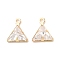 Brass Cubic Zirconia Charms, Triangle, Clear, 9.5x7x3mm, Hole: 1mm