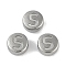 Anti-Tarnish 304 Stainless Steel Beads, Flat Round with Letter, Stainless Steel Color, Letter S, 7x3.8mm, Hole: 1.8mm