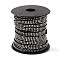 2 Row Platinum Aluminum Studded Faux Suede Cord, Faux Suede Lace, Black, 5x2mm, about 20yards/roll