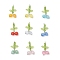 9Pcs Cat Eye Pendants, Cherry, with Acrylic & Glass & Platinum Jump Ring, Mixed Color, 31.5x16.5x8mm, Hole: 2mm
