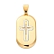 304 Stainless Steel Micro Pave Cubic Zirconia Pendants, Ion Plating(IP), Rectangle with Cross Charms, Golden, 38.5x20x3.5mm, Hole: 7x4.5mm