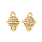 Brass Micro Pave Cubic Zirconia Connector Charms, Planet, Real 18K Gold Plated, 8x6mm, Hole: 0.7mm