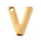 304 Stainless Steel Charms, Letter Charms, Ion Plating(IP), Real 18K Gold Plated, Letter V, 11x9.5x0.8mm, Hole: 1.2mm