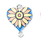 Alloy Enamel Connector Charms, Heart-Shaped Links with Flower Pattern, Platinum, Light Goldenrod Yellow, 20x16mm