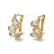 Brass Hoop Earrings, with Glass, Light Gold, 19x12mm