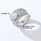 Fashionable Unisex Brass Micro Pave Clear Cubic Zirconia Solitaire Ring, Adjustable Rings, Platinum, Inner Diameter: 19mm