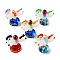 Handmade Lampwork Merry-go-round with Ingot & Tomato Figurines, with 304 Stainless Steel Findings, for Home Office Desk Decoration, Mixed Color, 53~56x30~32.5x51~56mm