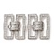 Brass Micro Pave Clear Cubic Zirconia Fold Over Clasps, Rectangle, Platinum, 21.5x18.5x5mm