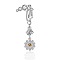 304 Stainless Steel Pave Clear Cubic Zirconia Clip on Belly Rings, Stainless Steel Color, Flower, 45mm