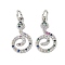 Brass Micro Pave Cubic Zirconia Pendants, Snake Charms, with Jump Ring, Platinum, 17.5x9.5x3.5mm, Hole: 3mm