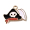 Alloy with Enamel Pendants, Nautical Charms, Light Gold, Black, Pirate Hat, 15x20x1.5mm, Hole: 1.6mm