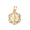 Brass Micro Pave Clear Cubic Zirconia Pendants, with Enamel and Jump Ring, Real 18K Gold Plated, Flower, 14.5x11.5x2mm, Hole: 3mm