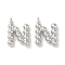Brass Pendants, Letter Charms, Platinum, 12x8.5x2mm, Hole: 1mm