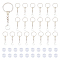 DIY Blank Domen Charm Keychian Making Kits, Including Alloy Split Key Rings, Brass Pendant Cabochon Settings, Glass Cabochons, Platinum & Silver, 20Pcs/set