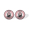 Acrylic Flat Round with Footprint Stud Earrings for Women, Pearl Pink, 15mm