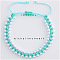 Imitation Pearl Round Beads Braided Bead Bracelets, Adjustable Nylon Thread Braided Bracelets for Women, with Greeting Card, Cyan, 11.02 inch(28cm)