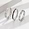 3Pcs Hollow Out 304 Stainless Steel Micro Pave Clear Cubic Zirconia with Enamel Finger Rings, Stainless Steel Color, US Size 9(18.9mm)