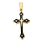 Ion Plating(IP) 304 Stainless Steel Enamel Pendants, with 201 Stainless Steel Pendant Bails and Rhinestone, Cross, Golden, 39x21.5x3mm, Hole: 9x5mm