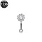 G23 Titanium Alloy Pave Clear Cubic Zirconia Eyebrow Rings, Silver Color Plated, Flower, 8mm