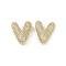 Brass Micro Pave Clear Cubic Zirconia Pendants, Letter V, 22x22.5x8mm, hole: 3.5x2.5mm and 4x2mm