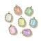 UV Plating Alloy Mixed Color Glass Rhinestone Pendants, Rectangle, Golden, 23.5x16x6mm, Hole: 2mm