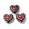 Handmade Lampwork Bumpy Beads Heart, with Enamel, Black, 16~17x18x7mm, Hole: 1.2mm