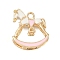 Alloy Enamel Pendants, Golden, Horse Charm, Lavender Blush, 25x22x6mm, Hole: 3mm