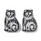 Czech Pressed Glass Beads, Cat, Black, 18x12.5x5.5mm, Hole: 1mm, about 160pcs/bag
