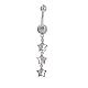 Piercing Jewelry Real Platinum Plated Brass Rhinestone Three Star Navel Ring Belly Rings AJEW-EE0001-74A-1