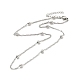304 Stainless Steel Singapore Chain Necklace with Beads for Men Women NJEW-P263-01P-1