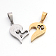 Les amateurs de bijoux couple valentine 304 inoxydable cardiaques strass en acier avec le mot i aiment vous avez renversé pendentifs STAS-E090-83G-3