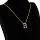 Halsketten mit Initialenanhängern aus goldenem Messing mit Mikropflaster und Zirkonia NJEW-S069-JN002-B-2
