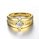 Classic Real 18K Gold Plated Brass Cubic Zirconia Rings for Men RJEW-BB06383-8G-1