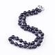 Synthetic Blue Goldstone Beaded Necklaces NJEW-Q307-8mm-02-2