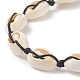 Bracelets de cheville en perles de cauri naturel tressé AJEW-AN00516-02-5