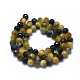 Boucles naturelles de perles d'oeil de tigre d'or G-D0013-71A-2