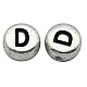 Perles de lettre à trou horizontal acrylique plaqué couleur argent X-MACR-PB43C9070-D-1