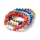 Set di braccialetti elastici con pietre preziose rotonde e perline placcate BJEW-JB06409-02-1