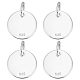 Beebeecraft 1 Box 4Pcs Flat Round Charm Sterling Silver 10mm Blank Bezel Tray Charms Cabochon Settings with Loop for Jewelry Making STER-BBC0005-37B-1