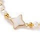 Bracelets à maillons étoiles en coquillage blanc naturel BJEW-JB05780-02-2