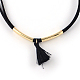 Faux Suede Cord Choker Necklaces with Golden Tone Brass Tube Beads NJEW-R235-60-2