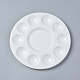 描画ペイントツール  ネイルアートプラスチックカラーパレット皿  フラットラウンド  ホワイト  17x1.2cmトレイ：3.2cmと6.3cm AJEW-TAC0012-01-1