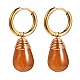 Teardrop Natural Crackle Agate Beads Huggie Hoop Earrings EJEW-JE04603-7