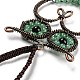 Hibou en laiton enveloppé de fil et décoration pendentif en aventurine verte naturelle HJEW-C006-01C-3