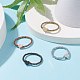 Glass Beaded Finger Ring with Brass Heart for Women RJEW-JR00466-2